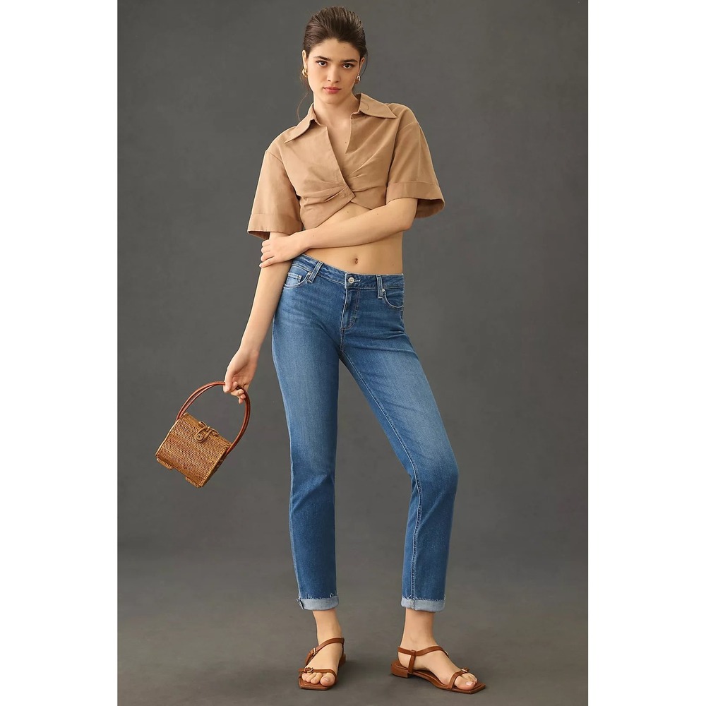 Paige Brigitte Mid Rise Crop Boyfriend Jeans Catelina Blue Size 29 NWT! $239